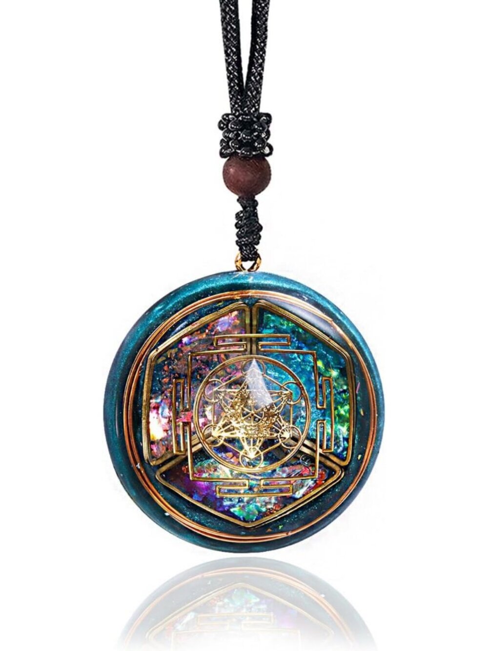 Metatron Cube Orgone Pendant Necklace | Copper Wire Energy Amulet, 26-Inch